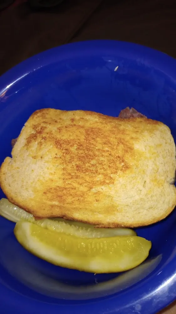Toasted Corn Beef and Pickle Sandwich
